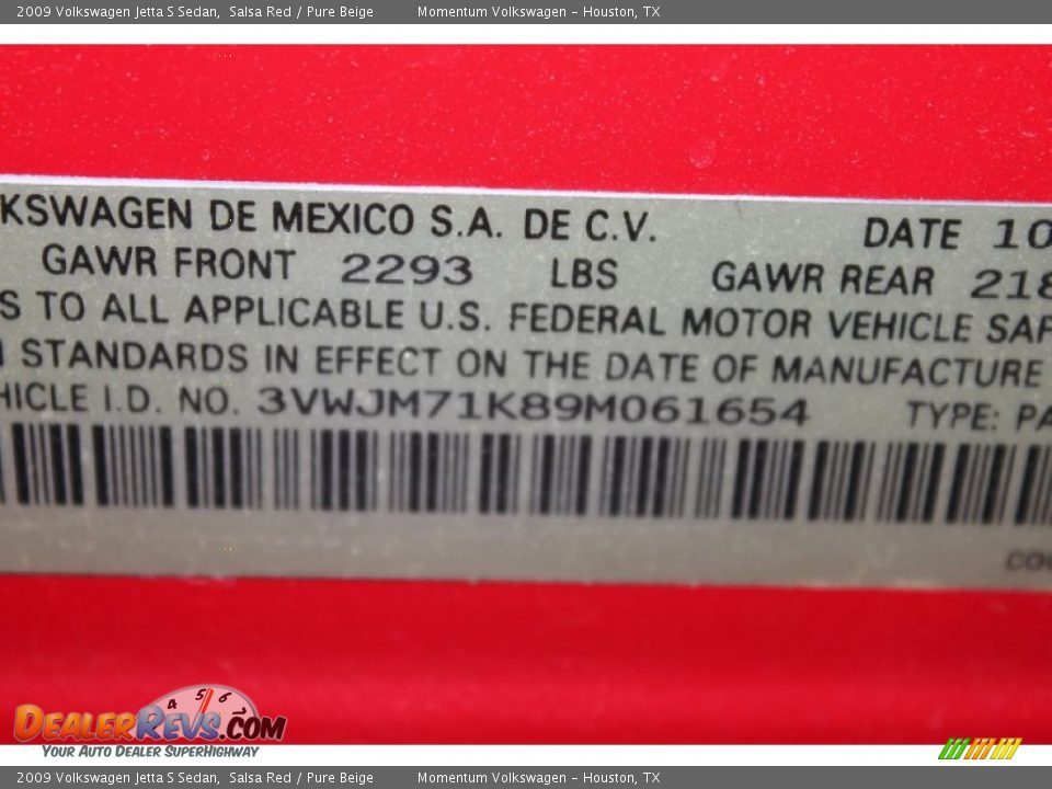 2009 Volkswagen Jetta S Sedan Salsa Red / Pure Beige Photo #29