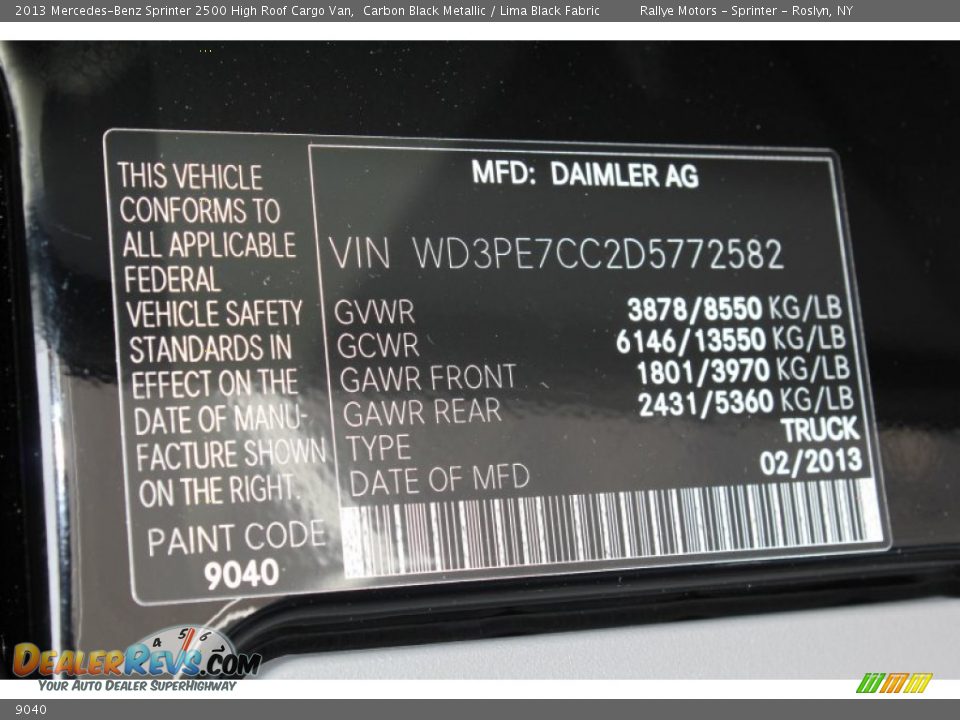 Mercedes-Benz Color Code 9040 Carbon Black Metallic