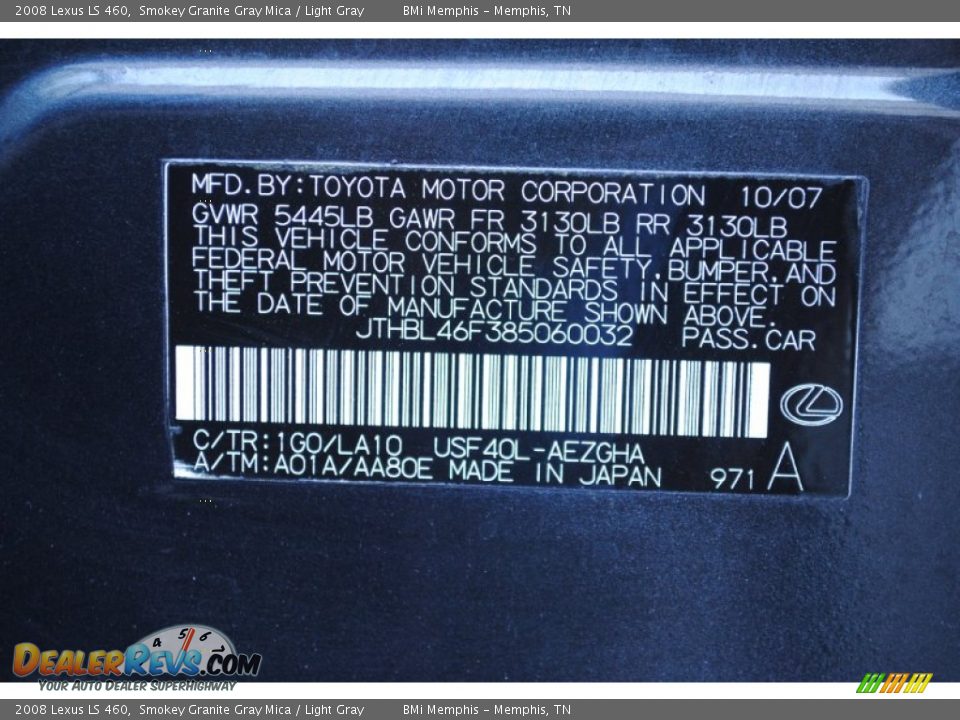 2008 Lexus LS 460 Smokey Granite Gray Mica / Light Gray Photo #33
