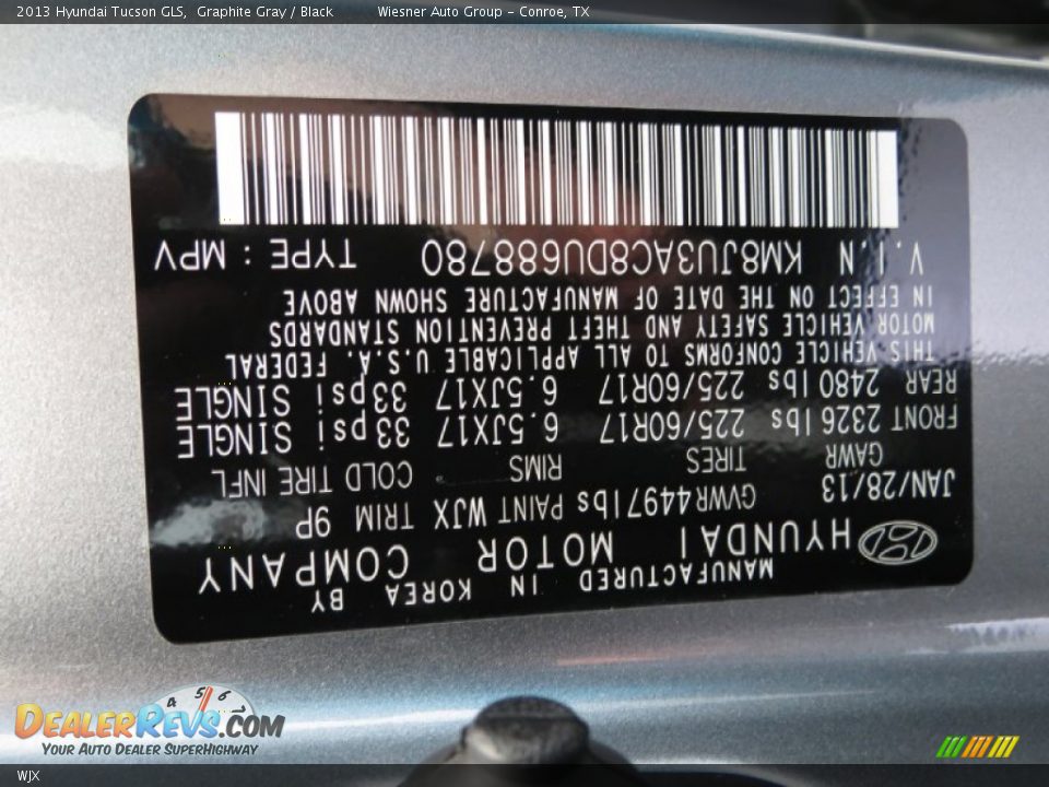 Hyundai Color Code WJX Graphite Gray