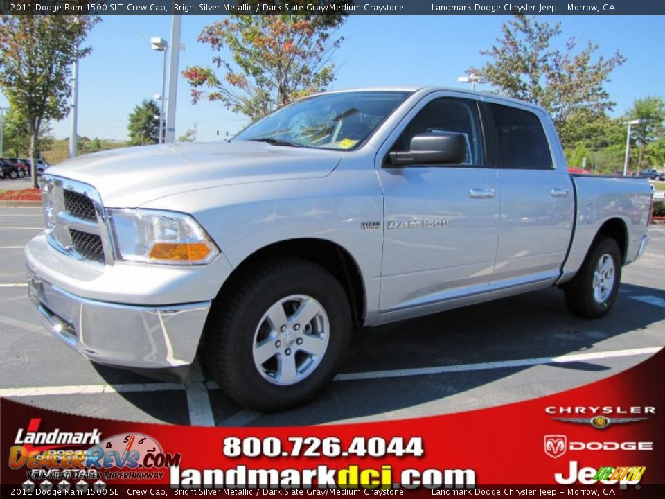 2011 Dodge Ram 1500 SLT Crew Cab Bright Silver Metallic / Dark Slate Gray/Medium Graystone Photo #1