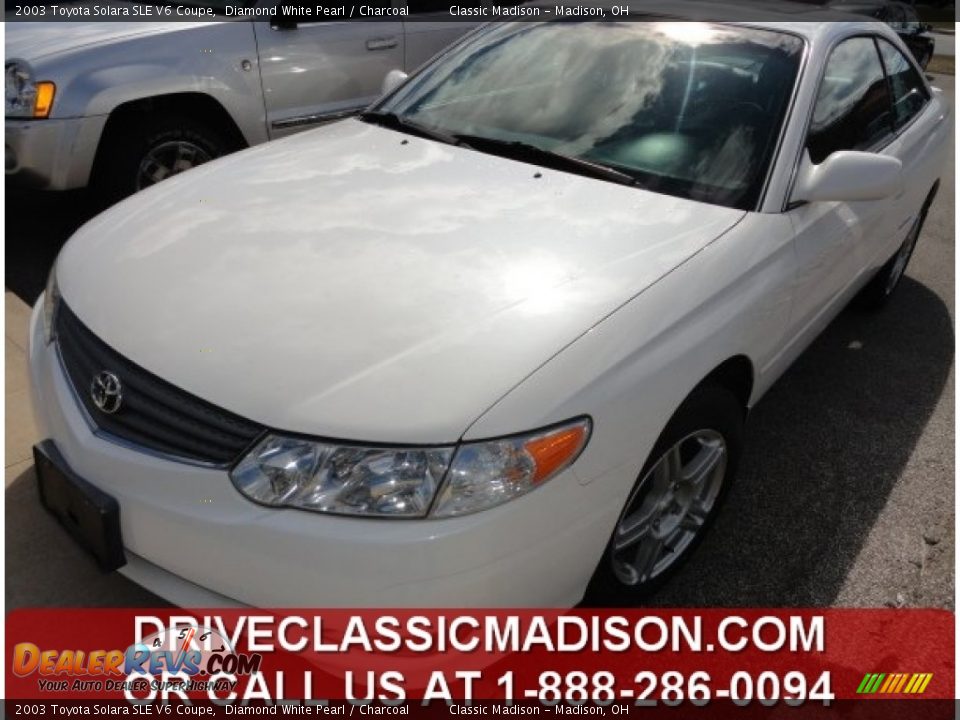 2003 Toyota Solara SLE V6 Coupe Diamond White Pearl / Charcoal Photo #1