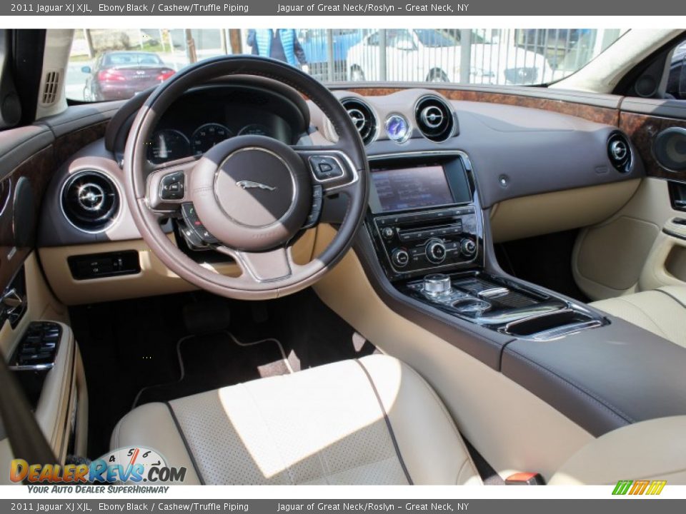 2011 Jaguar XJ XJL Ebony Black / Cashew/Truffle Piping Photo #27