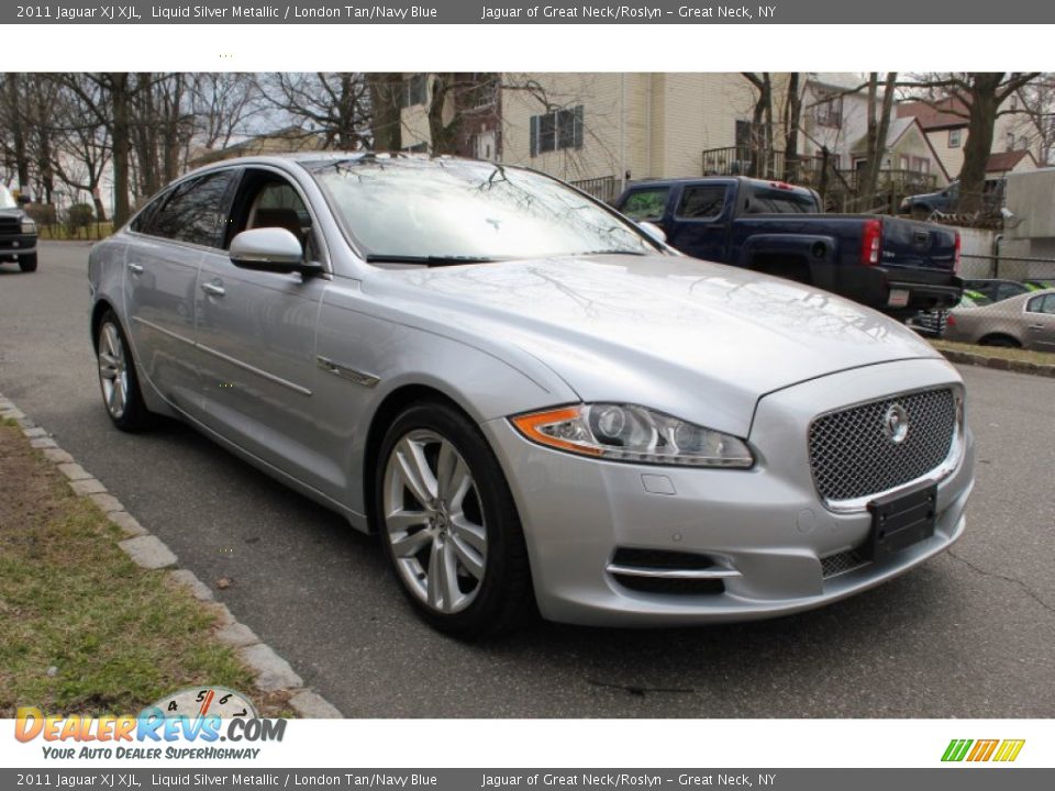 2011 Jaguar XJ XJL Liquid Silver Metallic / London Tan/Navy Blue Photo #7