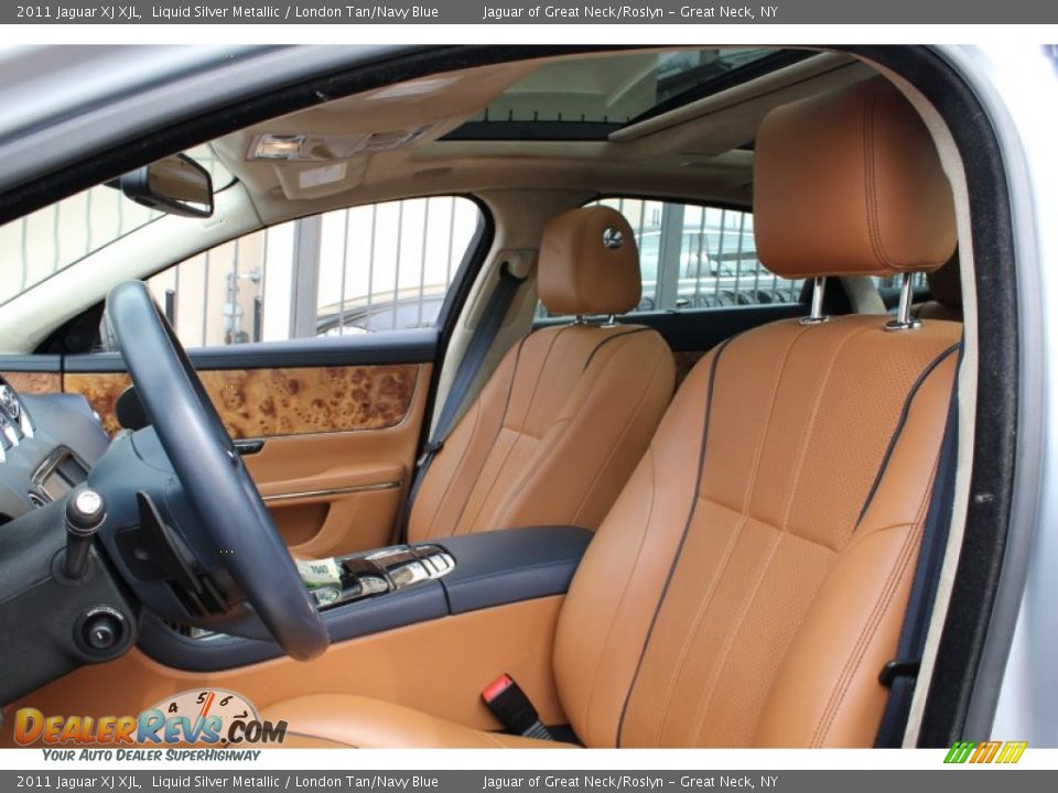 2011 Jaguar XJ XJL Liquid Silver Metallic / London Tan/Navy Blue Photo #20