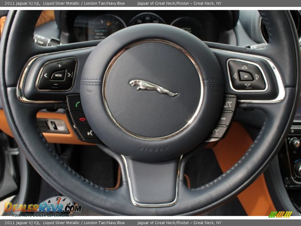2011 Jaguar XJ XJL Liquid Silver Metallic / London Tan/Navy Blue Photo #27