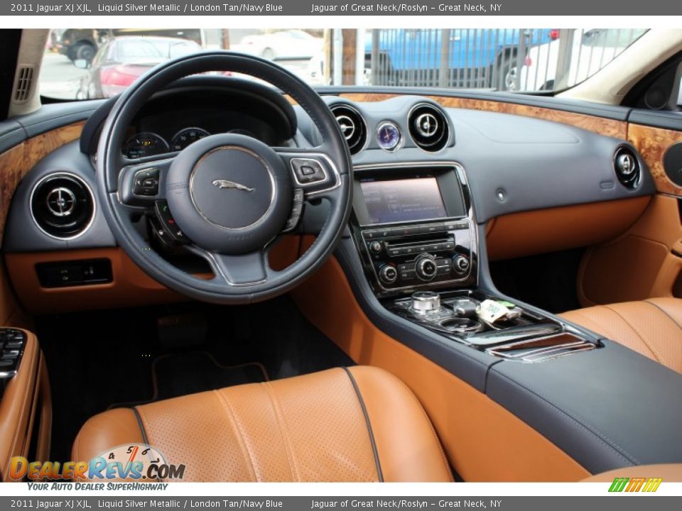 2011 Jaguar XJ XJL Liquid Silver Metallic / London Tan/Navy Blue Photo #28