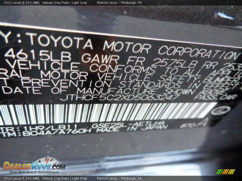 2013 Lexus IS 250 AWD Nebula Gray Pearl / Light Gray Photo #16
