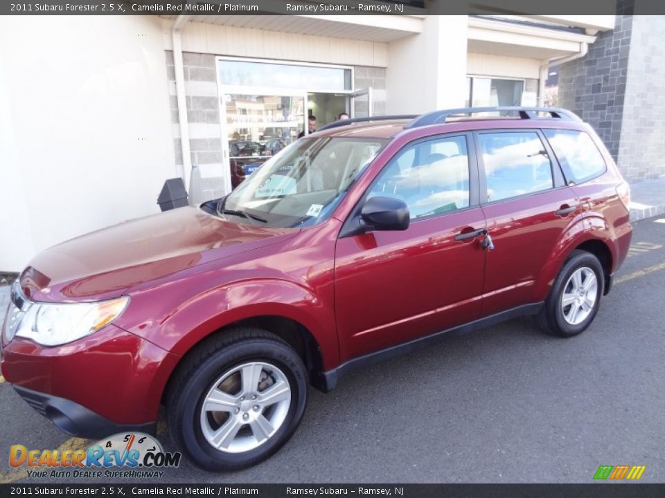 2011 Subaru Forester 2.5 X Camelia Red Metallic / Platinum Photo #2