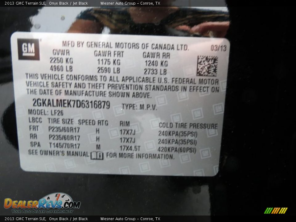 2013 GMC Terrain SLE Onyx Black / Jet Black Photo #6