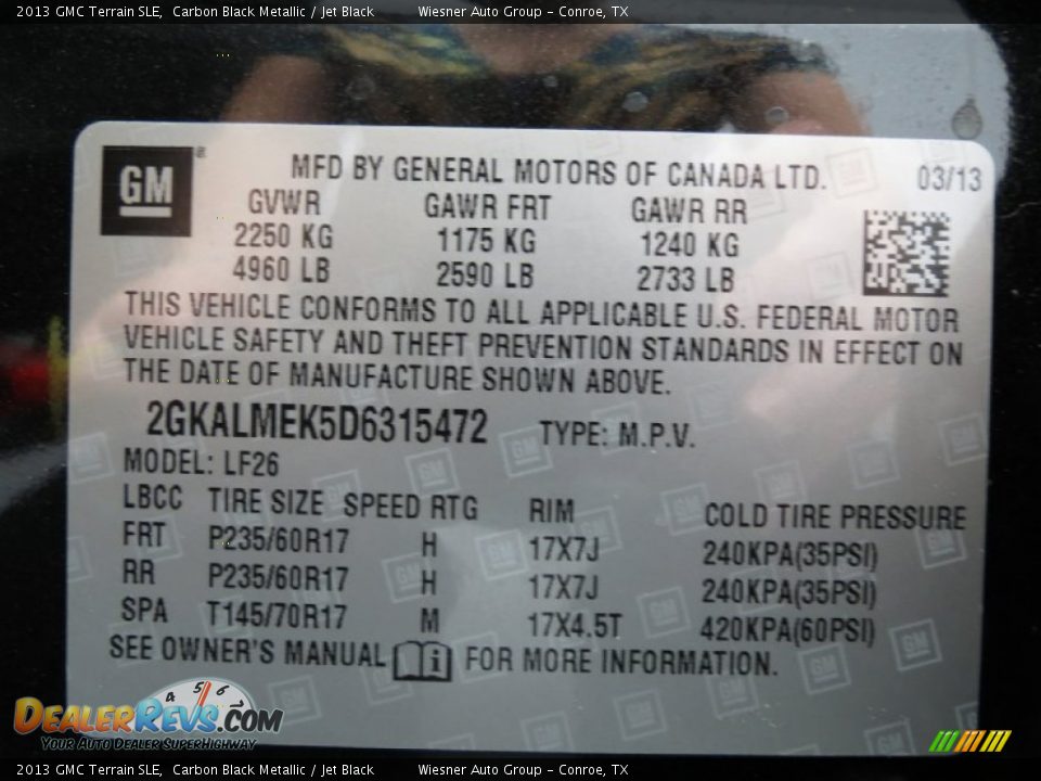 2013 GMC Terrain SLE Carbon Black Metallic / Jet Black Photo #6