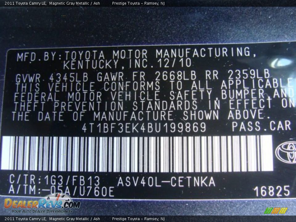 2011 Toyota Camry LE Magnetic Gray Metallic / Ash Photo #15