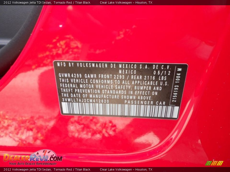2012 Volkswagen Jetta TDI Sedan Tornado Red / Titan Black Photo #21