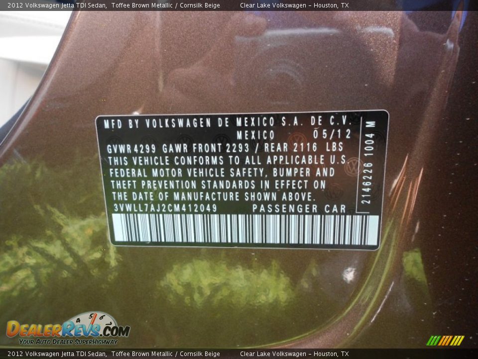 2012 Volkswagen Jetta TDI Sedan Toffee Brown Metallic / Cornsilk Beige Photo #22