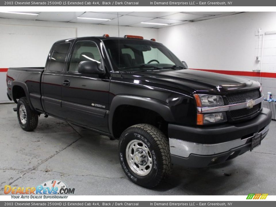 2003 Chevrolet Silverado 2500HD LS Extended Cab 4x4 Black / Dark Charcoal Photo #2