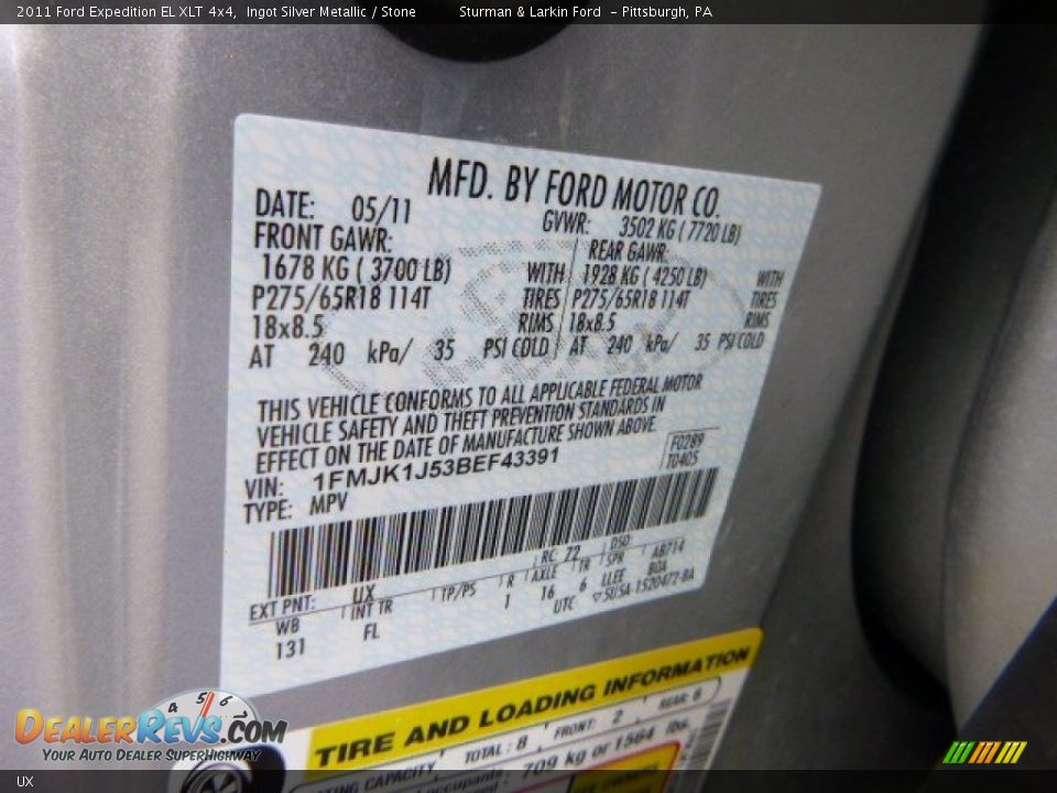 Ford Color Code UX Ingot Silver Metallic