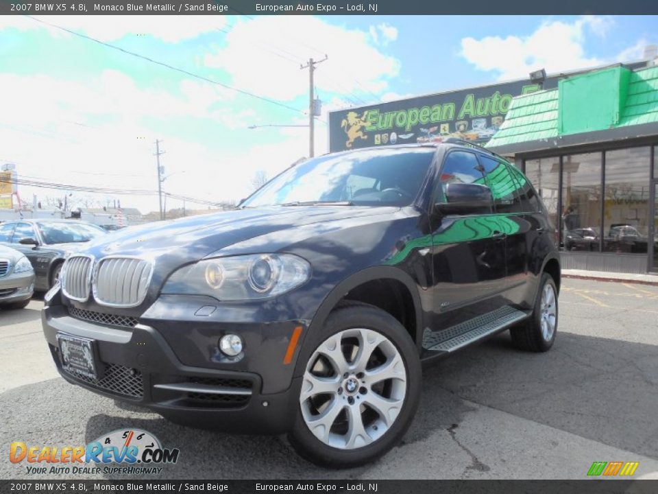 2007 BMW X5 4.8i Monaco Blue Metallic / Sand Beige Photo #1