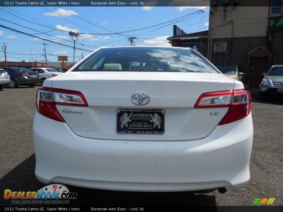 2012 Toyota Camry LE Super White / Ivory Photo #5