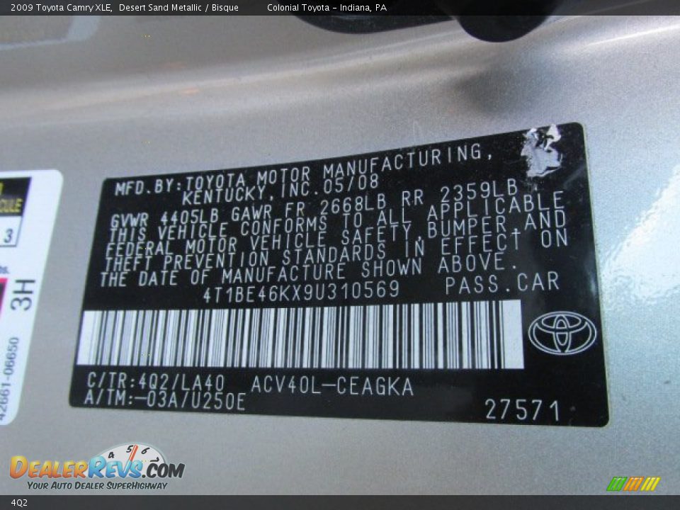 Toyota Color Code 4Q2 Desert Sand Metallic