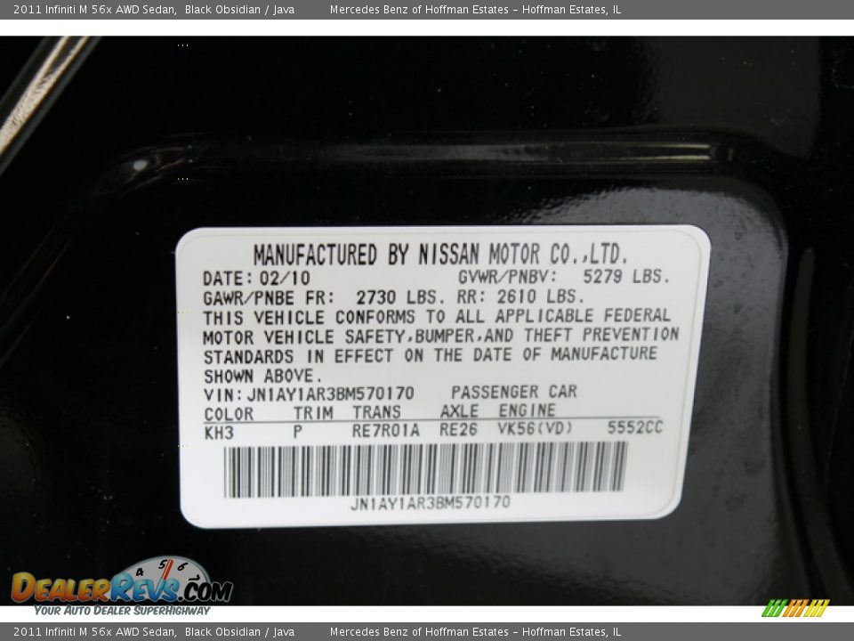 2011 Infiniti M 56x AWD Sedan Black Obsidian / Java Photo #32