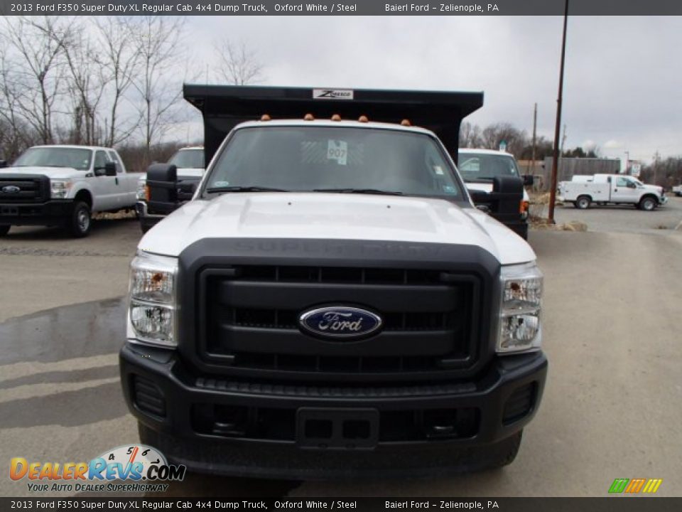 2013 Ford F350 Super Duty XL Regular Cab 4x4 Dump Truck Oxford White / Steel Photo #3