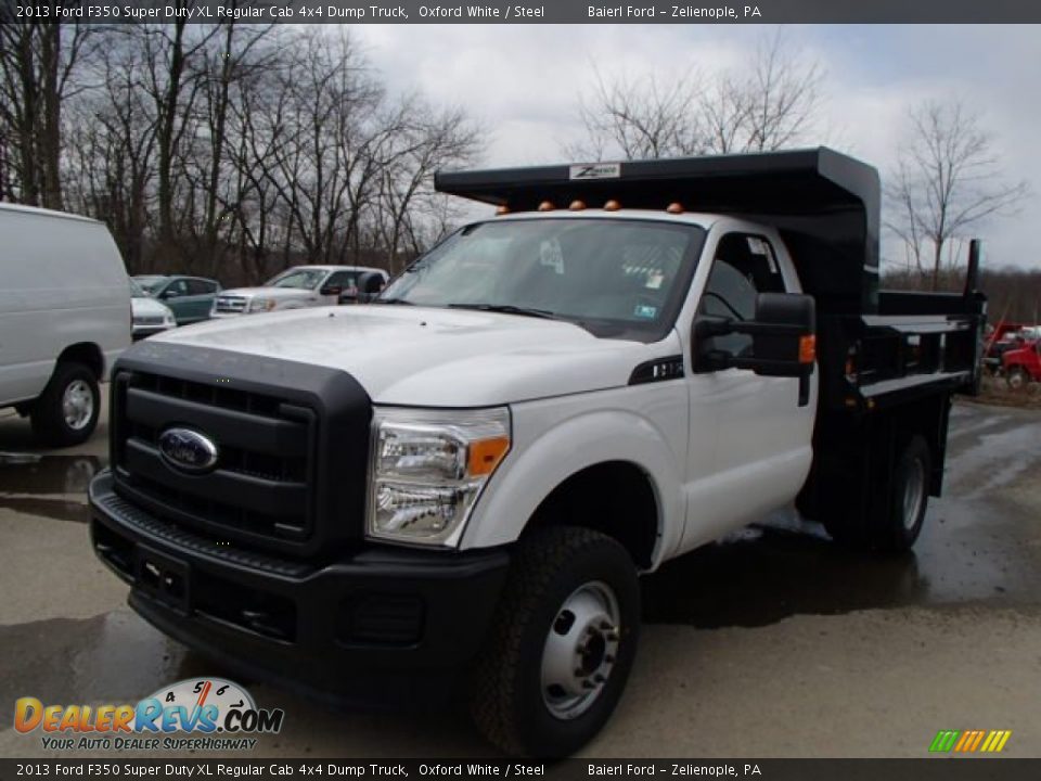2013 Ford F350 Super Duty XL Regular Cab 4x4 Dump Truck Oxford White / Steel Photo #4