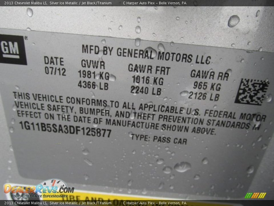 2013 Chevrolet Malibu LS Silver Ice Metallic / Jet Black/Titanium Photo #24
