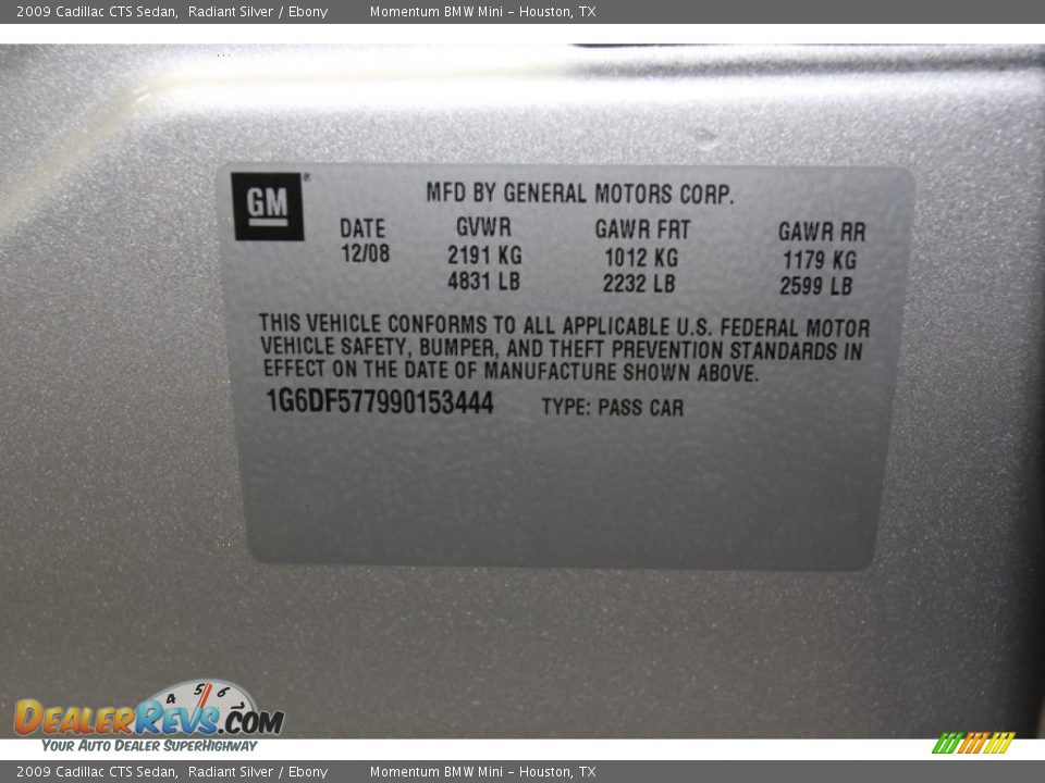2009 Cadillac CTS Sedan Radiant Silver / Ebony Photo #10