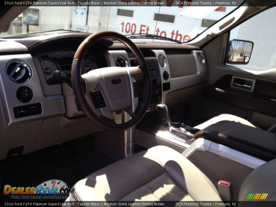 2010 Ford F150 Platinum SuperCrew 4x4 Tuxedo Black / Medium Stone Leather/Sienna Brown Photo #13