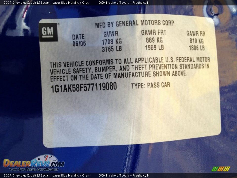2007 Chevrolet Cobalt LS Sedan Laser Blue Metallic / Gray Photo #15