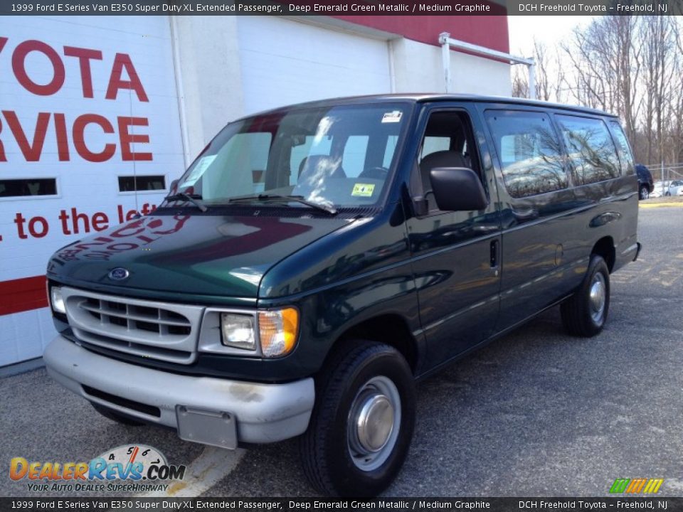 1999 Ford E Series Van E350 Super Duty XL Extended Passenger Deep Emerald Green Metallic / Medium Graphite Photo #1