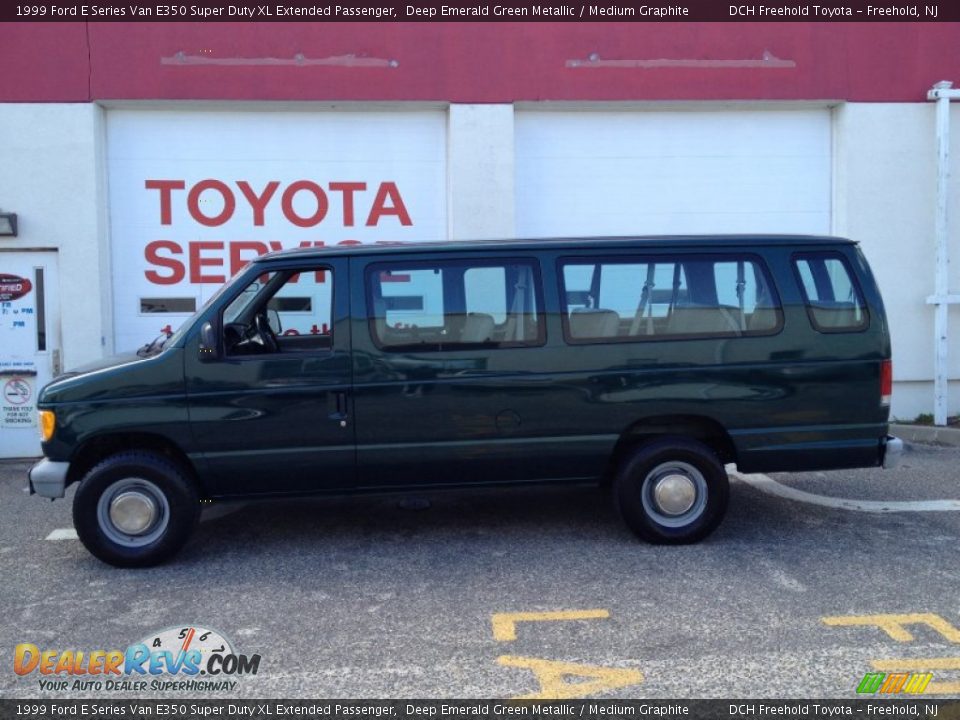 1999 Ford E Series Van E350 Super Duty XL Extended Passenger Deep Emerald Green Metallic / Medium Graphite Photo #3