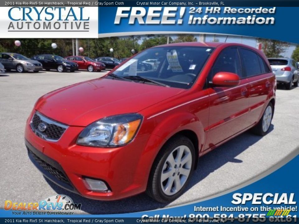 2011 Kia Rio Rio5 SX Hatchback Tropical Red / Gray Sport Cloth Photo #1