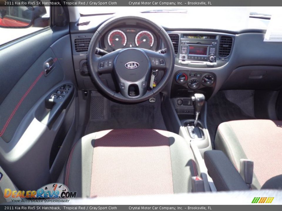 2011 Kia Rio Rio5 SX Hatchback Tropical Red / Gray Sport Cloth Photo #6