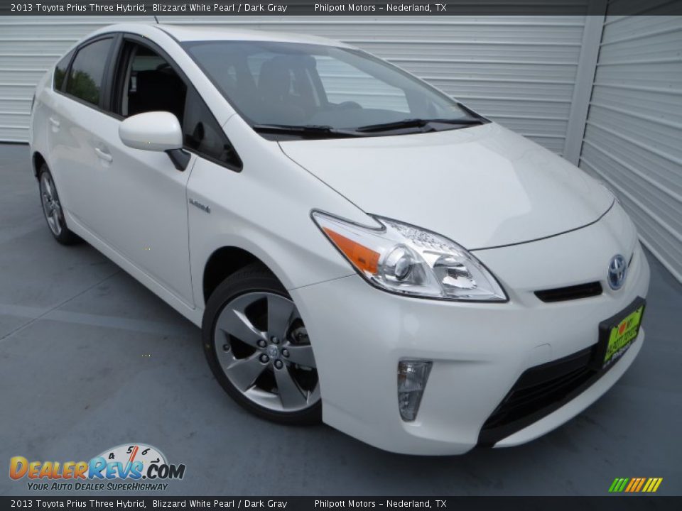 2013 Toyota Prius Three Hybrid Blizzard White Pearl / Dark Gray Photo #2