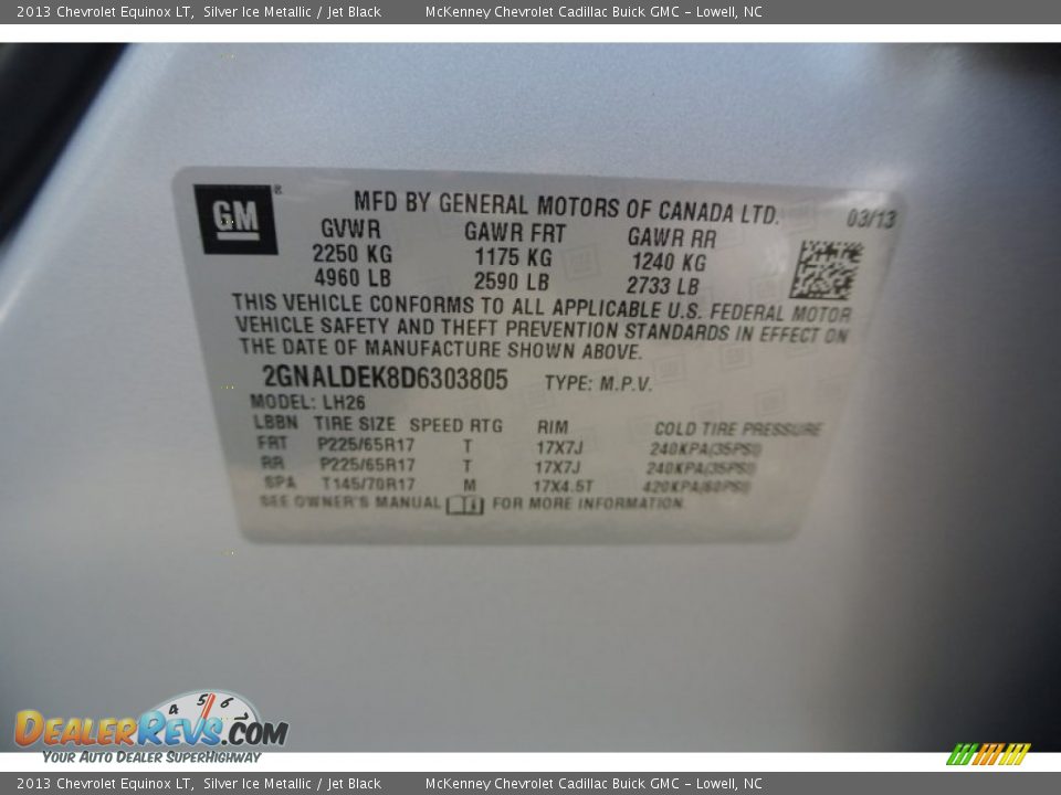 2013 Chevrolet Equinox LT Silver Ice Metallic / Jet Black Photo #7
