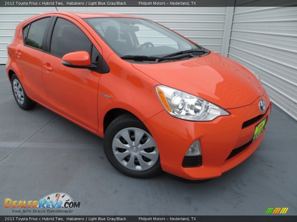 2013 Toyota Prius c Hybrid Two Habanero / Light Blue Gray/Black Photo #1