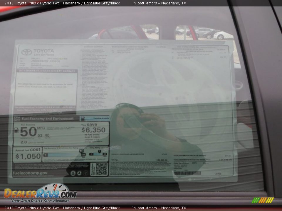 2013 Toyota Prius c Hybrid Two Habanero / Light Blue Gray/Black Photo #17