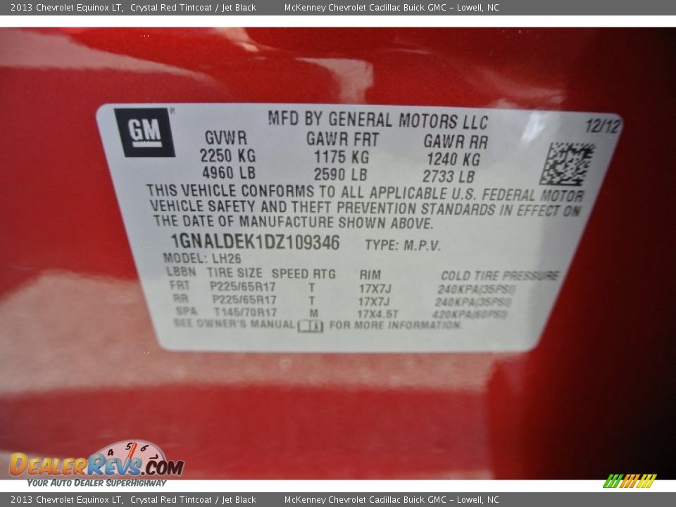 2013 Chevrolet Equinox LT Crystal Red Tintcoat / Jet Black Photo #7