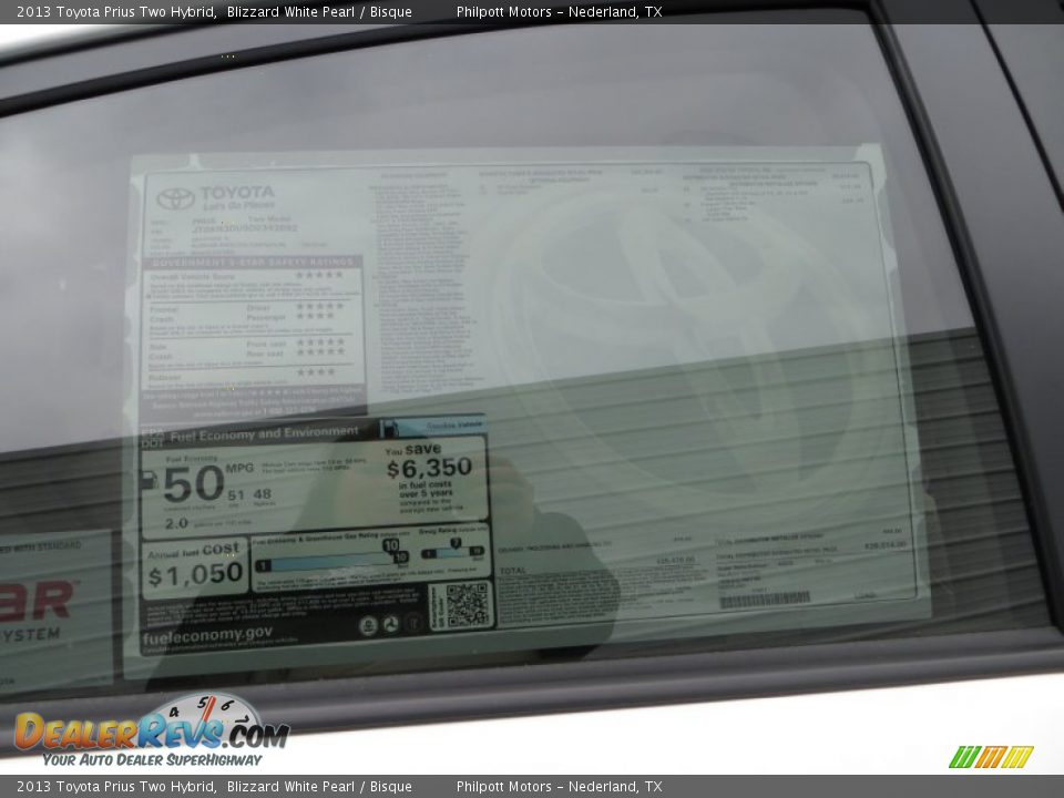 2013 Toyota Prius Two Hybrid Blizzard White Pearl / Bisque Photo #18