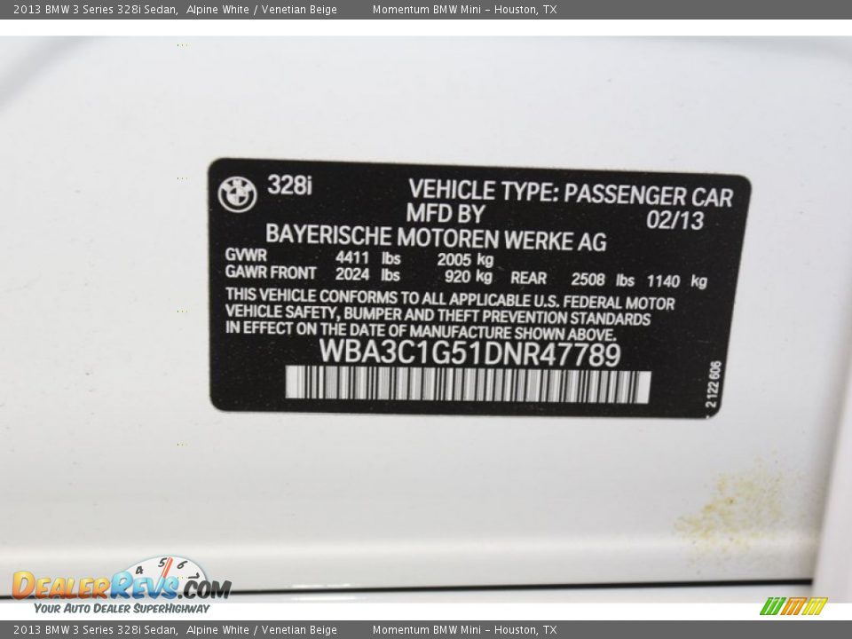 2013 BMW 3 Series 328i Sedan Alpine White / Venetian Beige Photo #10