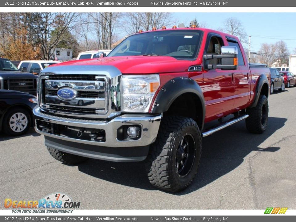 2012 Ford F250 Super Duty Lariat Crew Cab 4x4 Vermillion Red / Adobe Photo #1