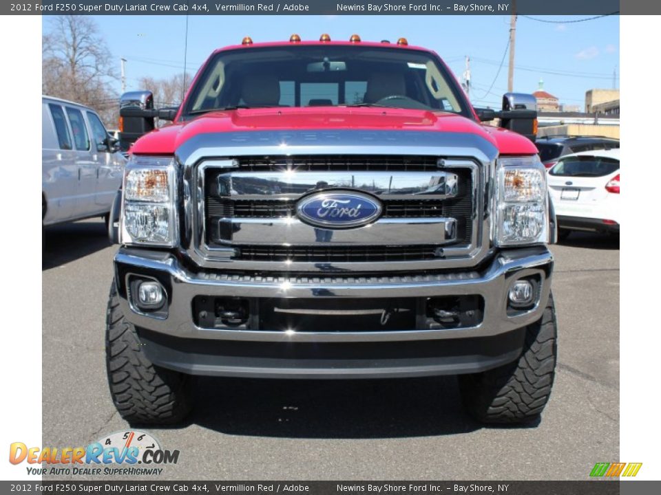2012 Ford F250 Super Duty Lariat Crew Cab 4x4 Vermillion Red / Adobe Photo #2