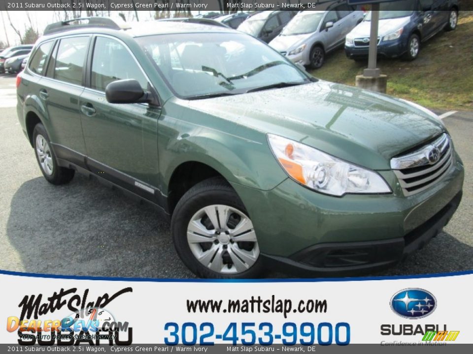 2011 Subaru Outback 2.5i Wagon Cypress Green Pearl / Warm Ivory Photo #1