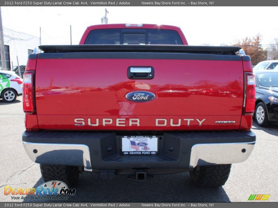 2012 Ford F250 Super Duty Lariat Crew Cab 4x4 Vermillion Red / Adobe Photo #4
