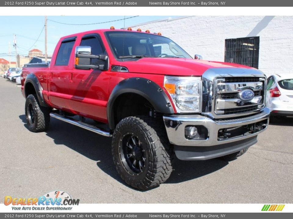 2012 Ford F250 Super Duty Lariat Crew Cab 4x4 Vermillion Red / Adobe Photo #6