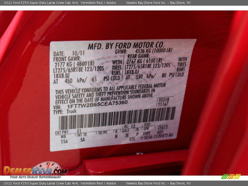 2012 Ford F250 Super Duty Lariat Crew Cab 4x4 Vermillion Red / Adobe Photo #20