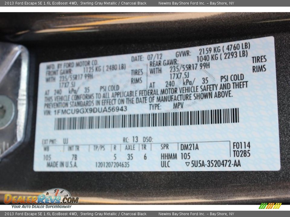 2013 Ford Escape SE 1.6L EcoBoost 4WD Sterling Gray Metallic / Charcoal Black Photo #19