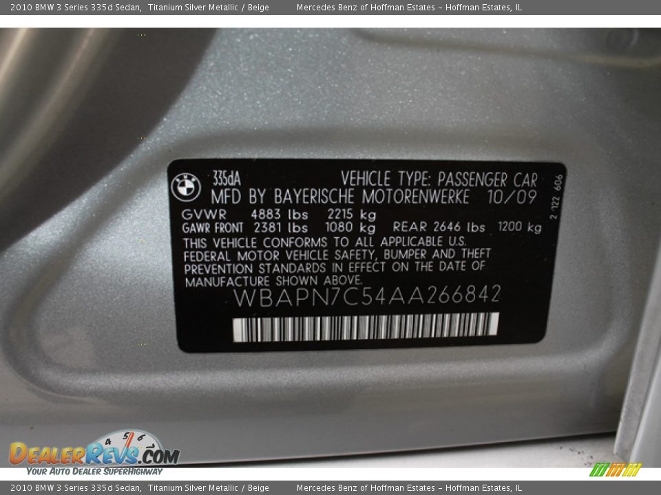 2010 BMW 3 Series 335d Sedan Titanium Silver Metallic / Beige Photo #31