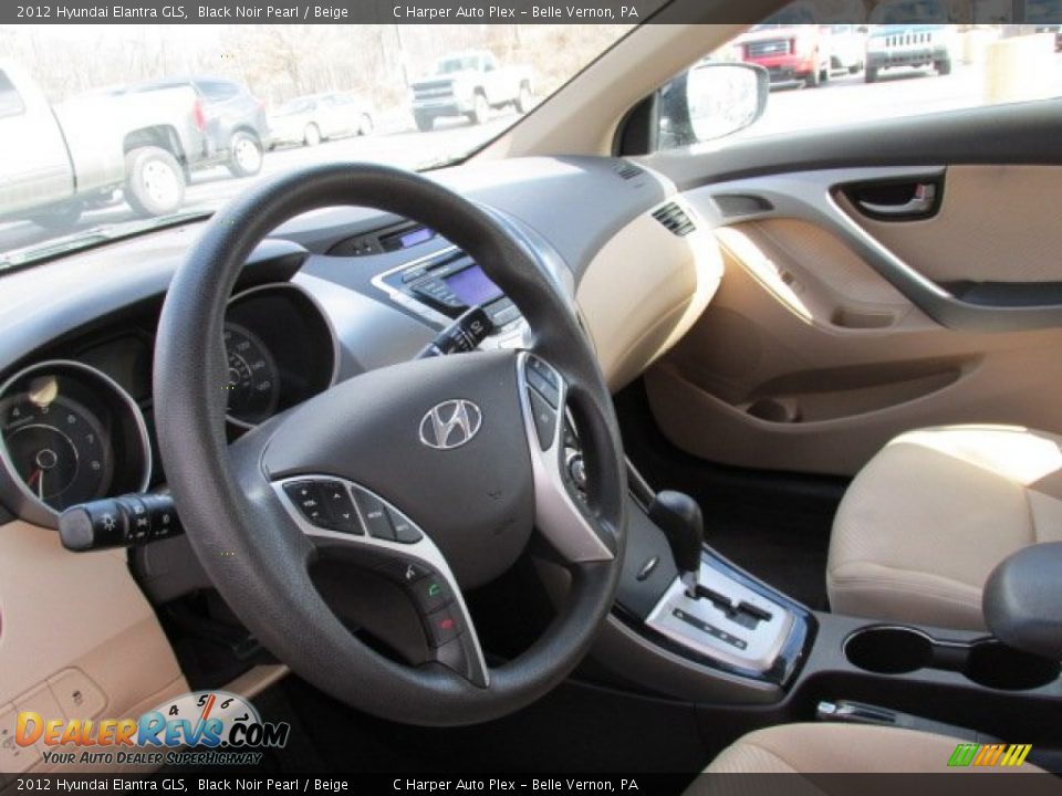 2012 Hyundai Elantra GLS Black Noir Pearl / Beige Photo #11